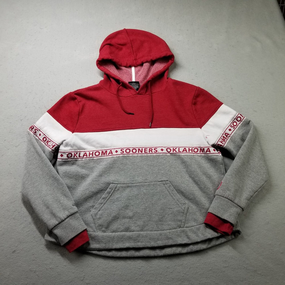 Oklahoma Sooners OU Hoodie Womens Size M Red Gray Hooded Sweatshirt
